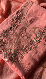 Load image into Gallery viewer, Women&#39;s Lakhnavi Handcrafted Mul Chanderi Unstitched Kurta And Dupatta Set - HONC0307134
