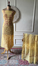 Load image into Gallery viewer, Women's Lakhnavi Handcrafted Chanderi Silk Unstitched Chikankari Full Suit - HONC0369251