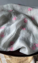 将图像加载到图库查看器中， Women&#39;s Lakhnavi Handcrafted Pure Organza Chikankari Unstitched Kurta And Dupatta Set- HONC0303193
