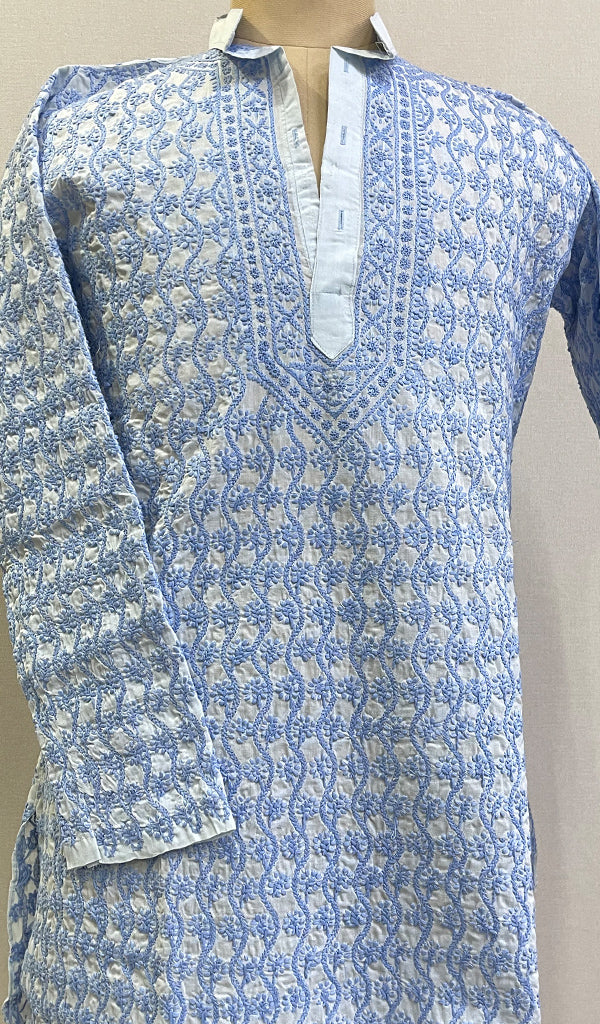 Men's Lucknowi Handcrafted Cotton Chikankari Kurta - HONC0201005
