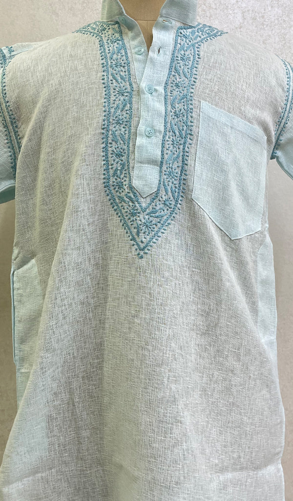 Men's Lucknowi Handcrafted Cotton Chikankari Kurta - HONC096533