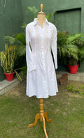 Niyat Women's Lucknowi Handcrafted Cotton Chikankari Long Dress - HONC0303761