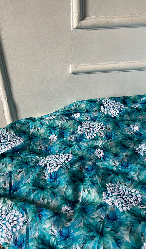 Women's Lakhnavi Handcrafted Cotton Chikankari Unstitched Kurti Fabric - HONC0315333