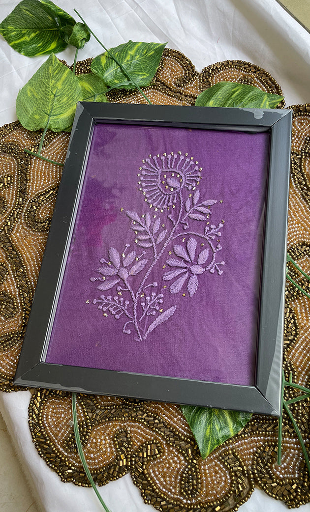 Chikankari Momento Frame – Handcrafted Embroidery (9x 7 Inch, Rust ) - HONC0269444