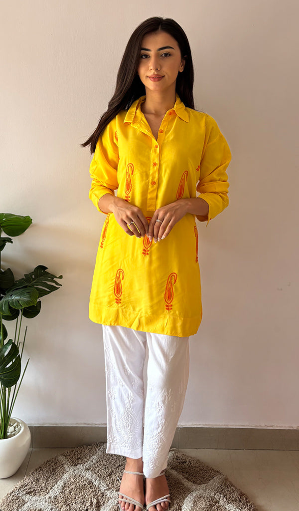 Trisha Women's Lakhnavi Handcrafted Cotton Oversized Chikankari Top - HONC0325816