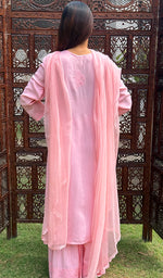 Load image into Gallery viewer, Women&#39;s Lakhnavi Handcrafted Modal Cotton Chikankari Kurta Dupatta And Palazzo Set - HONC0247744
