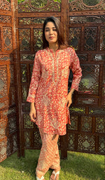 Load image into Gallery viewer, Shama Women&#39;s Lakhnavi Handcrafted Cotton Chikankari Kurta And Palazzo Set - HONC0250013
