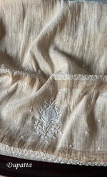 将图像加载到图库查看器中， Women&#39;s Lakhnavi Handcrafted Tissue Chanderi Semi - Stitched Kurta , Dupatta And Pant set - HONC0285747
