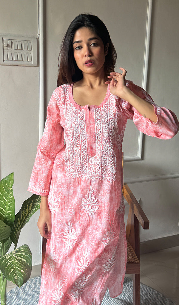 Meerab Women's Lucknowi Handcrafted Cotton Chikankari Kurti - HONC0289701