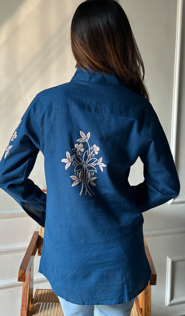 Women's Lucknowi Handcrafted Slub Cotton Chikankari Top - HONC0299164