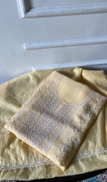 Load image into Gallery viewer, Women's Lakhnavi Handcrafted Unstitched Mul Chanderi Kurta And Dupatta Set - HONC0343241