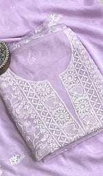 Load image into Gallery viewer, Women&#39;s Lakhnavi Handcrafted Pure Silk Georgette Chikankari Kurta And Dupatta Set - HONC0166872
