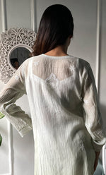 将图像加载到图库查看器中， Women's Lucknowi Handcrafted Mul Chanderi  Chikankari Kurti - HONC0329121