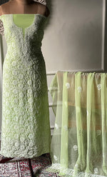 Load image into Gallery viewer, Women&#39;s Lucknowi Handcrafted Faux-Georgette Chikankari Suit Material - HONC0315343
