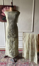 Load image into Gallery viewer, Women's Lakhnavi Handcrafted Chanderi Silk Unstitched Chikankari Full Suit - HONC0354638
