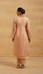 将图像加载到图库查看器中， Women's Lucknowi Handcrafted Pure Organza Silk Stitched Chikankari Kurta, Dupatta With Pant Set- HONC054558