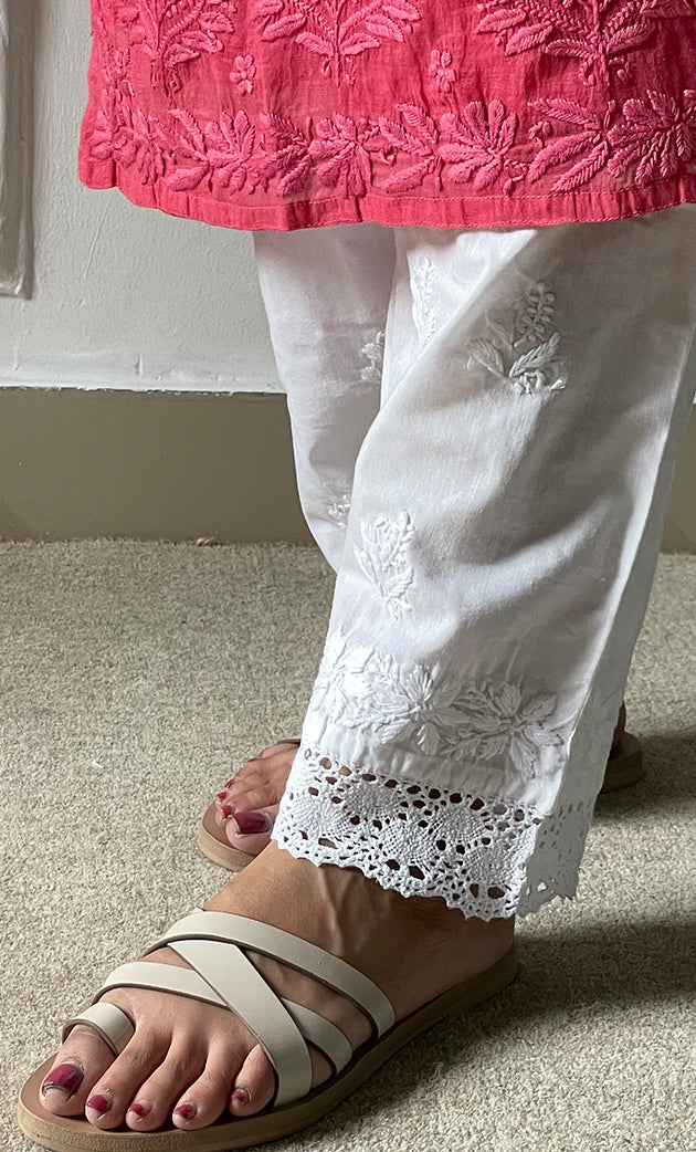 Women's Lucknowi Handcrafted Cotton Chikankari Pant - HONC0292452