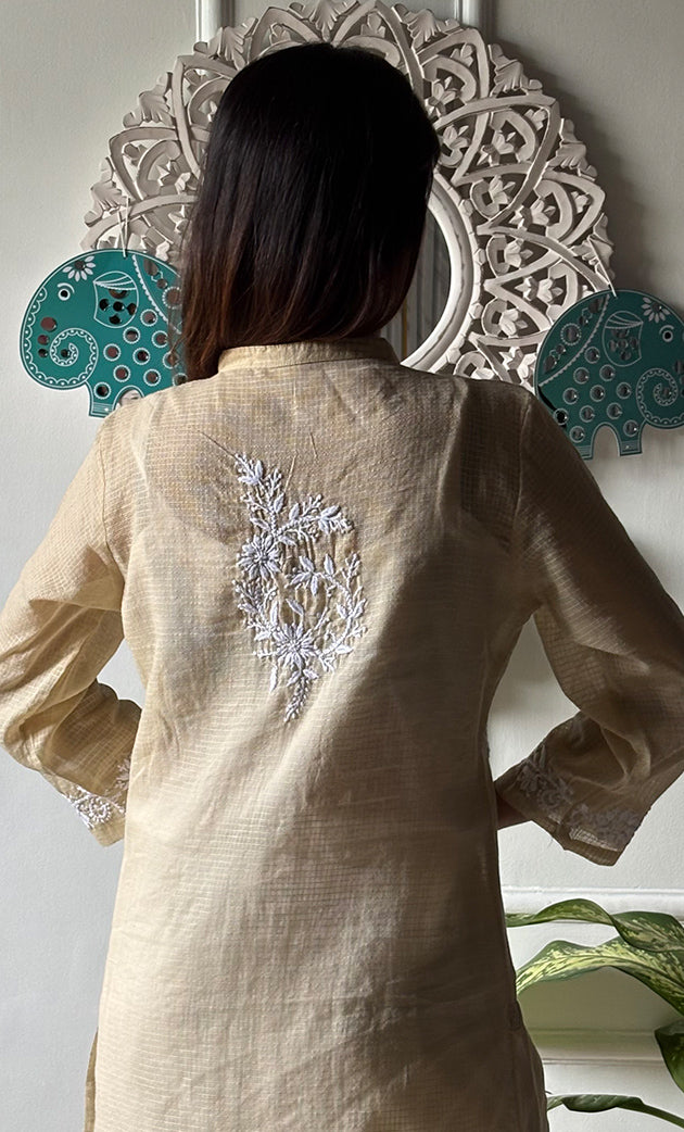 Women's Lakhnavi Handcrafted Kota Cotton Chikankari Kurti - HONC0306026