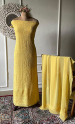 将图像加载到图库查看器中， Women&#39;s Lakhnavi Handcrafted Viscose Georgette Chikankari Full Suit Material - HONC0299915
