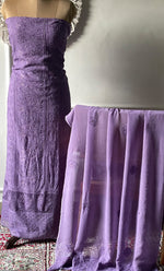 将图像加载到图库查看器中， Women&#39;s Lakhnavi Handcrafted Viscose Georgette Chikankari Full Suit Material - HONC0274222
