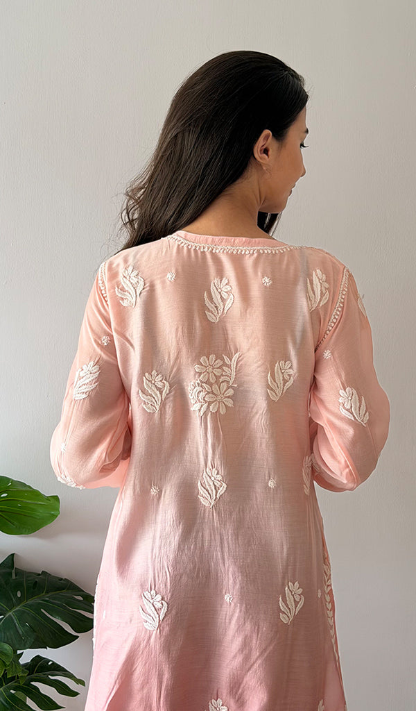 Women's Lakhnavi Handcrafted Muslin Chikankari Kurti - HONC0358944