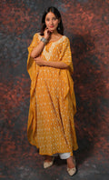 Rabia Women's Lucknowi Handcrafted Mul chanderi Chikankari Kaftan - HONC0312013