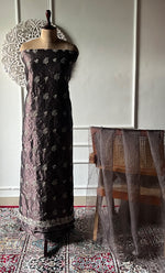 Load image into Gallery viewer, Women's Lakhnavi Handcrafted Pure Silk Chikankari Unstitched Kurta And Dupatta Set- HONC0251028