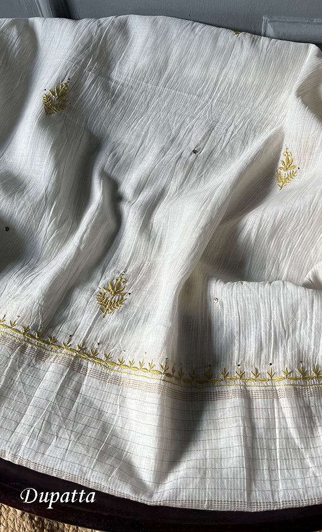 Women's Lakhnavi Handcrafted Maheshwari Mul Chanderi Kurta And Dupatta Set- HONC0278897