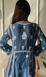 Load image into Gallery viewer, Women&#39;s Lucknowi Handcrafted Muslin Chikankari Kurti - HONC0292600
