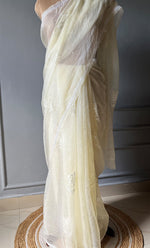Load image into Gallery viewer, Amna Women&#39;s Lucknowi Handcrafted Pure Organza Silk Chikankari Saree - HONC0294408

