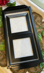 Load image into Gallery viewer, Handcrafted Chikankari Tray with Two Coasters – Wooden Frame - HONC0310962
