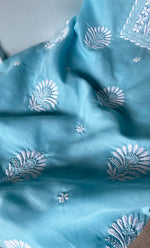 Load image into Gallery viewer, Women&#39;s Lakhnavi Handcrafted Cotton Chikankari Unstitched Kurti Fabric - HONC0318763
