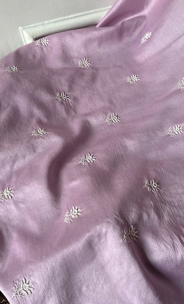 Lucknowi Handcrafted Chanderi Silk Unstitched Chikankari Unisex Kurta Fabric  -  HONC0330186