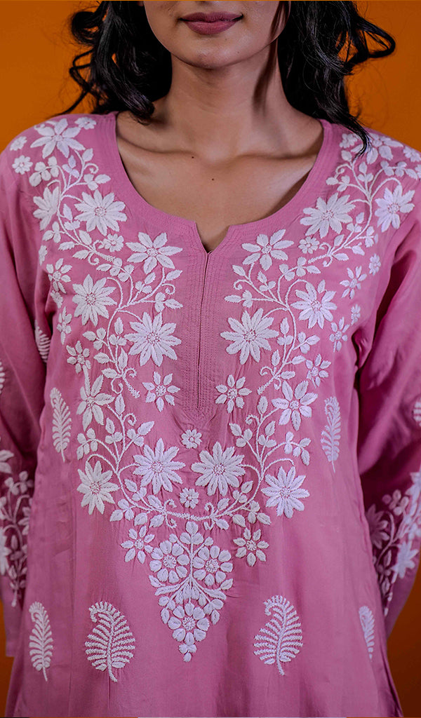 Reet Women's Lucknowi Handcrafted Cotton Chikankari Kurti - HONC0211952