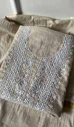 Load image into Gallery viewer, Women&#39;s Lucknowi Handcrafted Tissue Chanderi Chikankari UnStitched Kurta And Dupatta Set - HONC0257363
