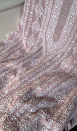 Load image into Gallery viewer, Lucknowi Handcrafted Pure Silk Georgette Chikankari Unstitched Men&#39;s Kurta Fabric - HONC0260879
