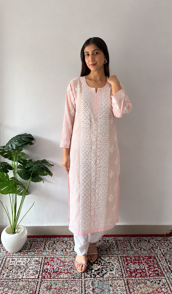 Women's Lucknowi Handcrafted Cotton Chikankari Kurti -HONC0164336