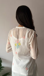 Load image into Gallery viewer, Sophia Women's Lakhnavi Handcrafted Mul Chanderi Chikankari Top - HONC0372942