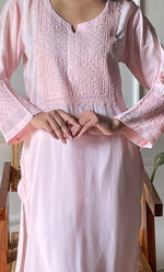 Load image into Gallery viewer, Rooh Women&#39;s Lucknowi Handcrafted Modal Cotton Chikankari Kurti - HONC0264889
