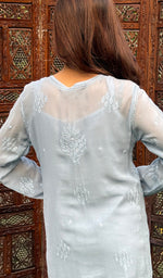 Load image into Gallery viewer, Women&#39;s Lucknowi Handcrafted Viscose Georgette Chikankari Top - HONC0227635
