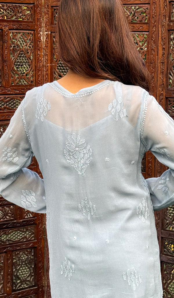 Women's Lucknowi Handcrafted Viscose Georgette Chikankari Top - HONC0227635