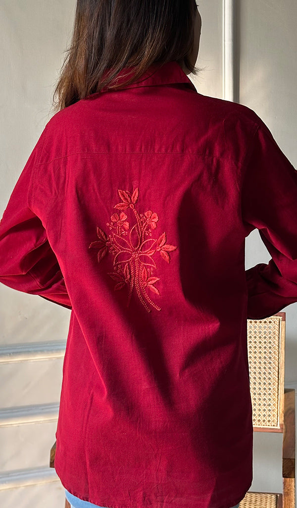 Women's Lucknowi Handcrafted Slub Cotton Chikankari Top - HONC0299113