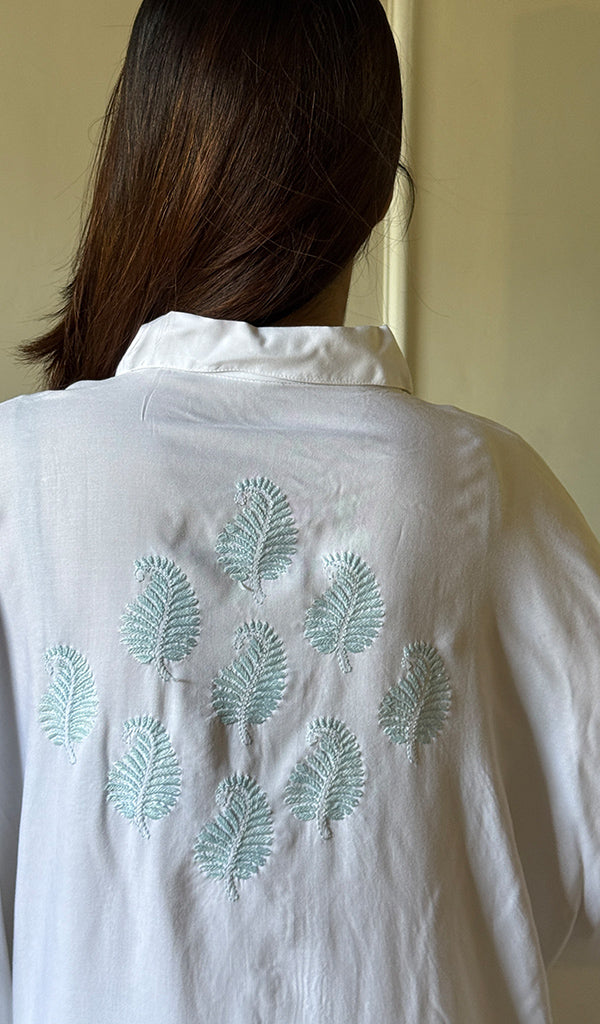 Women's Lakhnavi Handcrafted Modal Cotton Chikankari Short Kaftan - HONC0283096
