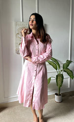 Load image into Gallery viewer, Niyat Women&#39;s Lucknowi Handcrafted Cotton Chikankari Long Dress - HONC0307750
