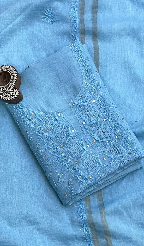Women's Lakhnavi Handcrafted Mul Chanderi Kurta And Dupatta Set - HONC0166273