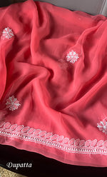 Load image into Gallery viewer, Women's Lakhnavi Handcrafted Unstitched Faux-Georgette Chikankari Suit Material - HONC0311929