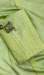 Load image into Gallery viewer, Women&#39;s Lakhnavi Handcrafted Munga Silk Chikankari Kurta And Dupatta Set - HONC0108334