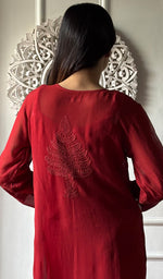 Load image into Gallery viewer, Safiya Women's Lakhnavi Handcrafted Viscose Georgette Chikankari Kurti- HONC0207795