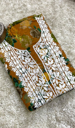 将图像加载到图库查看器中， Women&#39;s Lakhnavi Handcrafted Cotton Chikankari Unstitched Kurti Fabric - HONC0180639
