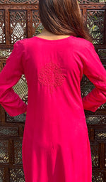 将图像加载到图库查看器中， Women&#39;s Lucknowi Handcrafted Modal Cotton Chikankari Kurti - HONC0232223
